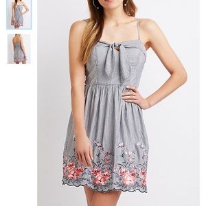 Striped Sweetheart Neck Skater Dress